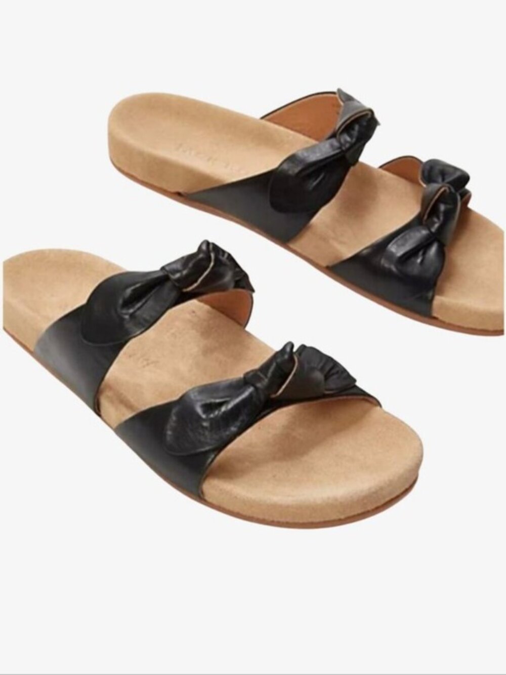 JACK ROGERS Annie Double Knot Black Leather Slide Comfort Sandals Size 7.5